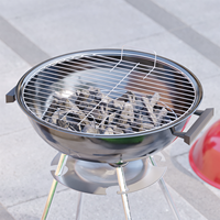 Barbecue portable haut de gamme en fer avec fumoir, facile à nettoyer, panier de cuisson pliable et kit d'outils pour le camping, la randonnée et le trekking