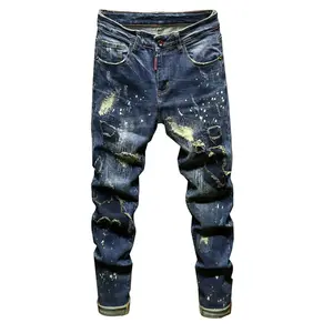 OEM новый стиль, рваные в наличии, Прямая поставка, мужские байкерские обтягивающие джинсы