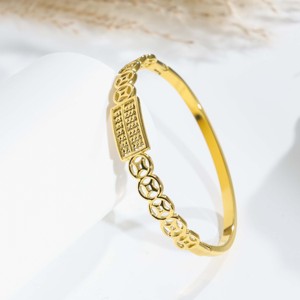 Brazalete Vintage con Diseño de Ábaco Hueco y Monedas - Nuevo Estilo Chino con Diseño de la Suerte para Regalo y Uso Diario - Product Image 3