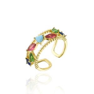 Anneaux en cuivre de haute qualité 5A avec zircon cubique, style hip-hop coloré pour filles, pour mariage, fiançailles, fête ou anniversaire - Product Image 1