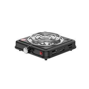 Plaque chauffante électrique portable à brûleur unique 1000W, surface en fonte, contrôle de la température, prise multi-tension pour usage domestique - Product Image 3