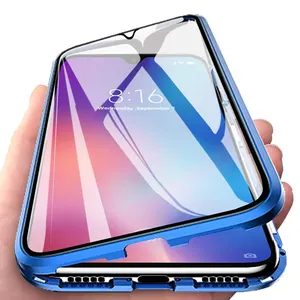 Capa 2022 graus de celular de vidro para samsung, capa com adsorção magnética completa de metal e vidro duplo para modelos samsung galaxy a53 a73 s22 plus, 360