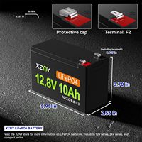 Batterie LiFePO4 au phosphate de fer et de lithium 12V 10Ah pour sondeur de pêche, éclairage d'urgence, ouvre-porte, voiture électrique pour enfants - 5000 cycles CE