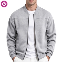 Blouson Bomber Décontracté Homme Hiver Grande Taille Couleur Unie avec Logo Personnalisé et Fermeture Éclair Ample avec Poches – Vente en Gros