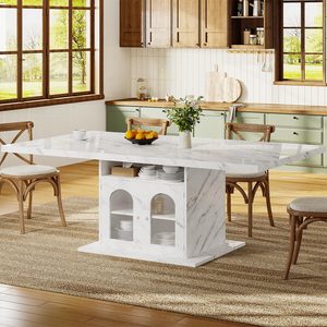Table à manger en chêne personnalisée, lumineuse et élégante, avec portes en acrylique à double arche et porte-verres à <span class=keywords><strong>vin</strong></span> pour îlot de cuisine - Product Image 4