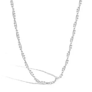Dylam Exclusive Stylish Design 925 Sterling Silver Double Layer Twine Snake Chain Beaded Chain Women Simplicity Jewelry Necklace