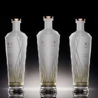 Bouteille de tequila en verre noire en gros, 500 ml, 750 ml, avec bouchon en liège, pour tequila et boîte personnalisable