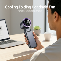 Ventilateur de poche silencieux Turbo, 100 vitesses, 135 °   Pliable, à porter autour du cou et à la main, rechargeable par USB-C, écran LED, batterie 18650, cordon de transport