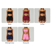 D-TZ2030-1 Ensemble de sport pour femme, short de yoga ultra-extensible effet seconde peau, avec maintien des hanches, pour activités de plein air