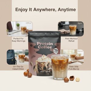 Poudre de café protéiné aux noisettes professionnelle, boisson instantanée glacée, MCT, prébiotiques, sans sucre, boisson énergisante pour les matins chargés à la maison - Product Image 5