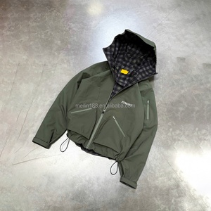 Custom Zip up Waterproof Windbreaker <b>Jacket</b> Reversible Plaid Polyester Design Coat High Quality Lightweight <b>Jacket</b> With Hooded - Product Image 2