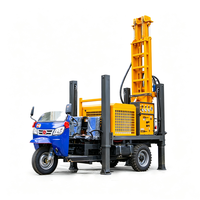 Foreuse pneumatique montée sur tricycle pour puits d'eau, moteur diesel, machine de forage de 200 m pour puits profonds