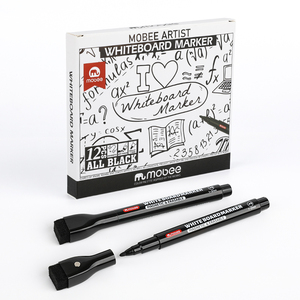 P-208F Mobee/12B tutto nero magnetico in stile classico feltro gomma punta proiettile a base d'olio tipo lavagna magnetica pennarello cancellabile a secco - Product Image 1