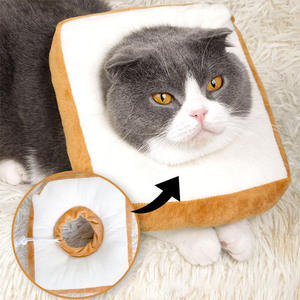 Schattige Toastvormige Zachte Gewatteerde Herstelkraag Voor Katten En Honden Verstelbare Beschermende Anti-Likkegel Alternatief - Product Image 2