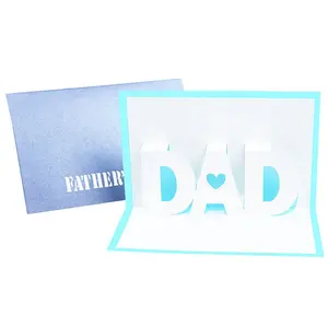 수제 컬러 인쇄 아버지의 날 3D 인사말 카드 3D 휴일 축복 카드 종이 선물 아빠를위한 감사 카드