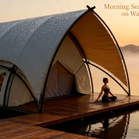 Luxuriöse Wasserdichte PVC Rechteckige Doppelschichtige Vier-Jahreszeiten-Safari-Zelte 5x7m Dach Glamping Resorts Outdoor Camping Restaurant