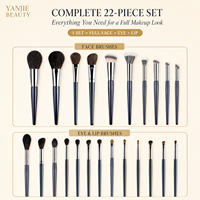 Kuas Makeup Profesional Portabel untuk Wajah dan Mata, Set Kuas Kosmetik Kecantikan, Kuas Foundation
