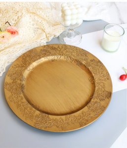 XiangJin di lusso per cena piatto moderno rettangolare nuovo cerchio in plastica oro elegante sottopiatto per uso domestico - Product Image 3