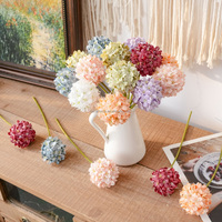 Batang Hydrangea Buatan Kecil untuk Dekorasi Pernikahan Boho, Bola Bunga Sutra Mini untuk Dekorasi Vas Meja Rumah Bergaya Rustic
