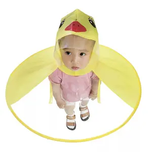 OEM Cute UFO Shape Umbrella Hat Magical Hands Free Children Raincoat