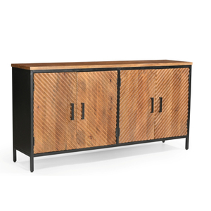 Best Quality Side Board Iron/wood 4 Door Side Board Black <b>Pc</b> / Light Honey Metal / Mango Wood Material furniture - Product Image 1