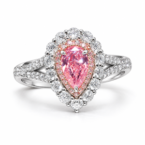 Anello a doppio strato a forma di goccia rosa per donna, design avvolgente, anello da indossare ogni giorno - Product Image 1