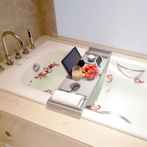 Wholesale japan plastic gray retractable bamboo bath tub caddy and tray