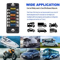 Boîtier à fusibles 12V 6 voies, bloc de fusibles 12 volts ATO/ATC avec voyant LED, bus négatif étanche pour applications marines, automobiles, bateaux et voitures
