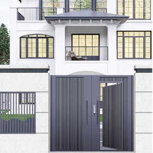 Portail battant moderne Qifan en acier thermolaqué avec barres verticales pour usage extérieur - Product Image 6