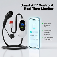 Chargeur EV portable 11kW 22kW triphasé Type 2 EVSE avec écran LED, courant réglable, charge à temporisation, prise CEE, direct usine