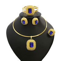 Zhuerrui femmes rond mariage mode collier ensembles de bijoux or éthiopie érythrée Habesha rouge cristal ensemble de bijoux HD17071801