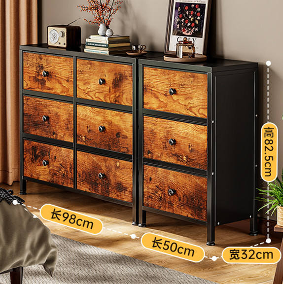 3 tiroirs 1 colonne + 3 tiroirs 2 colonnes