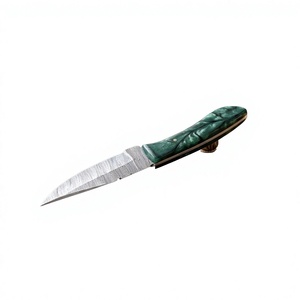 Couteau de survie et de chasse à lame fixe en acier Damas, pointe tombante, manche en bois, 23 cm - Product Image 2