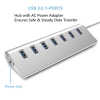 Hub Data USB 3.0 dan USB 2.0 dengan 7 Port dan Casing Aluminium untuk PC Desktop dan Laptop