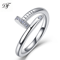 Bague en argent sterling S925 0,1 CTW avec moissanite, design clou, pavé de pierres, bande solide, empilable pour femme