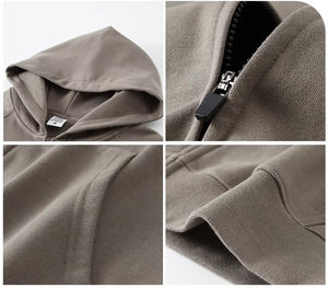 FOG400 Men's Oversized Heavyweight Cotton <b>Hoodies</b> 400gsm Drop Shoulder Blank <b>Zip</b>-up Design for Winter Season - Product Image 4