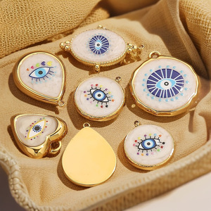 จี้รูปตาปีศาจ DZ054 ชุบทอง 18K ทำจากสแตนเลสสตีล ประดับด้วยอีนาเมลรูปหัวใจทรงกลมหยดน้ำ สำหรับทำสร้อยคอ DIY - Product Image 4