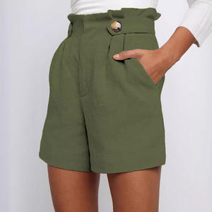 2024 Women's Casual High-Waisted <strong>Frilly</strong> Straight Leg <strong>Shorts</strong> New Solid Color Fashion <strong>Short</strong> Breathable Plus Size Women - Product Image 1
