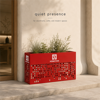 Jardinière rectangulaire en métal rouge ajouré, design moderne, écologique et durable, pour hôtels, salles à manger, balcons, jardins et terrasses