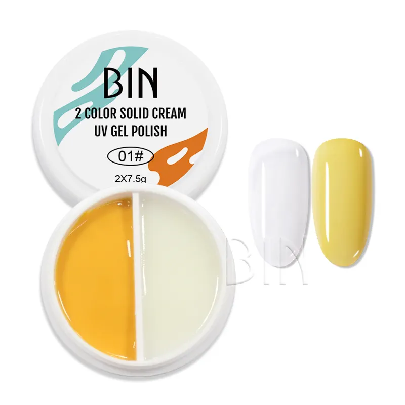 BIN colori del produttore di alta qualità smalto Gel Uv per unghie 2 In 1 smalto per unghie Gel crema solido colorato per salone di bellezza