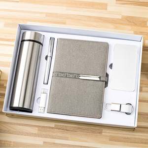 Fun Unique A5 <b>Notebook</b> Pen Vacuum Mug Gift <b>Set</b> with Keyholder/USB Flash and Power Bank for Wedding/office Gift Ideas for Guests - Product Image 3