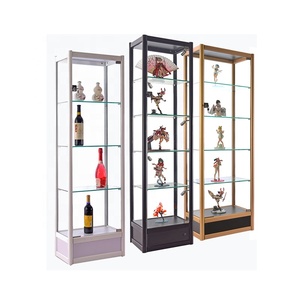 Custom Free Standing Metal or Aluminum Frame Glass Shelves Lockable Glass <strong>Display</strong> Cabinet with Led Lights - Product Image 6