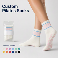 Chaussettes de Pilates respirantes pour femmes avec logo personnalisé, chaussettes antidérapantes à grip, chaussettes en coton tricoté confortables pour le yoga et les exercices de printemps