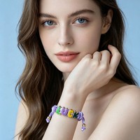 Bracelet en corde tressée avec lettres émaillées colorées, réglable, empilable, en cordon tissé, bracelet d'amitié, bijoux pour adolescentes et femmes