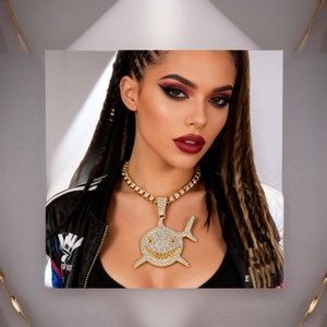 สร้อยคอผู้ชายสไตล์ฮิปฮอปประดับพลอยเทียมขนาดใหญ่ไม่ซีด - Product Image 1