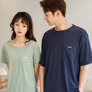 Venta Directa de Fábrica, Camiseta de Manga Corta y Pantalones Cortos de Viscosa Térmica de Verano, Ropa de Dormir <span class=keywords><strong>para</strong></span> Parejas, Hombre y Mujer - Product Image 4