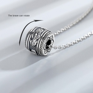 Men's Retro Pi Xiu Cool Chinese Lucky <strong>Pray</strong> Necklace Trendy Old Rope Pendant Rotatable Beads Personalized Collarbone <strong>Chain</strong> - Product Image 4