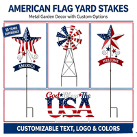 Décoration de jardin patriotique en métal avec étoile USA pour le 4 juillet, à installer dans la pelouse extérieure