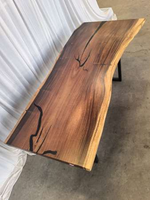 Plateau de table à manger en bois de forme irrégulière, bord naturel, en bois massif, vente en gros d'usine, pour comptoir