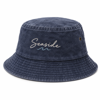 Topi Bucket Katun Twill Cuci Khusus Bordir Logo Promosi Festival Selancar Pantai, Langsung dari Pabrik, Grosir